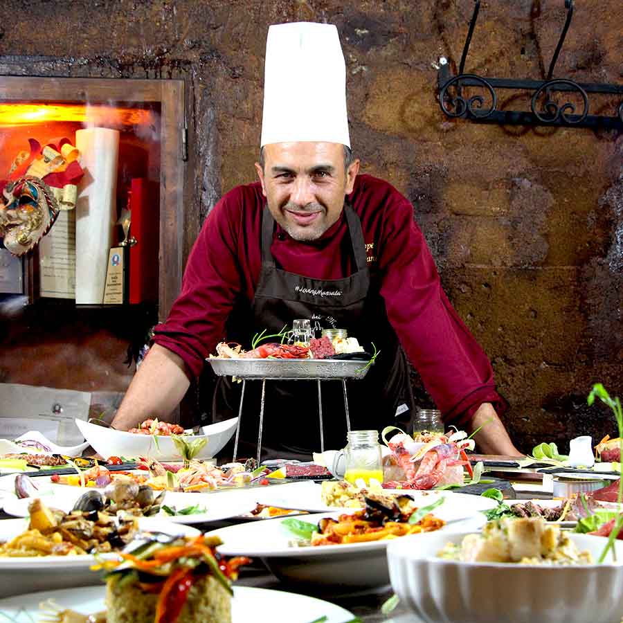 Lo chef Peppe Agliano a La Corte dei Mangioni